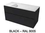 Meuble avec vasque Solid-Surface, finition bois ou couleurs, deux tiroirs à onglet, L.60, 70, 80, 100, 120 et 140 cm, P. 45 cm, Hauteur 55 cm, Stock disponible, LIVRAISON OFFERTE